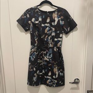 French Connection Black and Blue Patterned Mini Dress